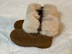 UGG Toddler Ramona Suede Boots with Shearling Cuff in Chestnut Size 6